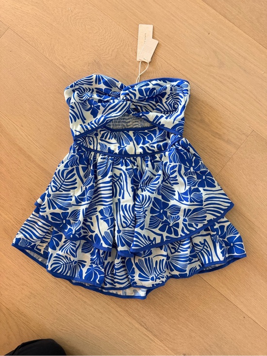 Altar'd State Dresses & Skirts - Altar'd State Blue & White Floral Tiered Mini Dress